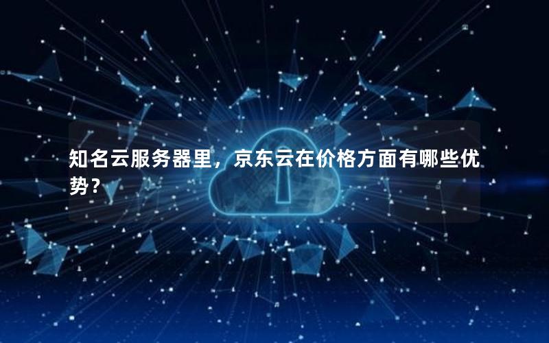 知名云服务器里，京东云在价格方面有哪些优势？