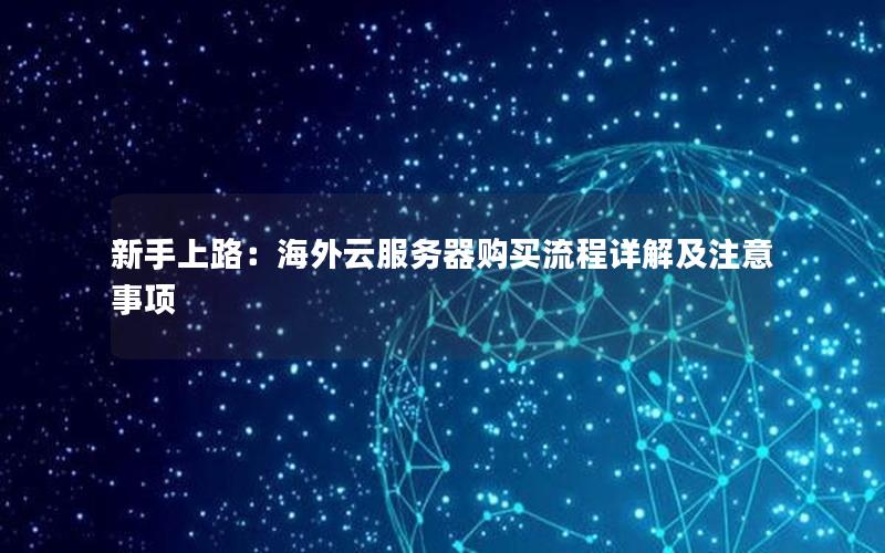 新手上路:海外云服务器购买流程详解及注意事项 新手上路:海外云服务器购买流程详解及注意事项