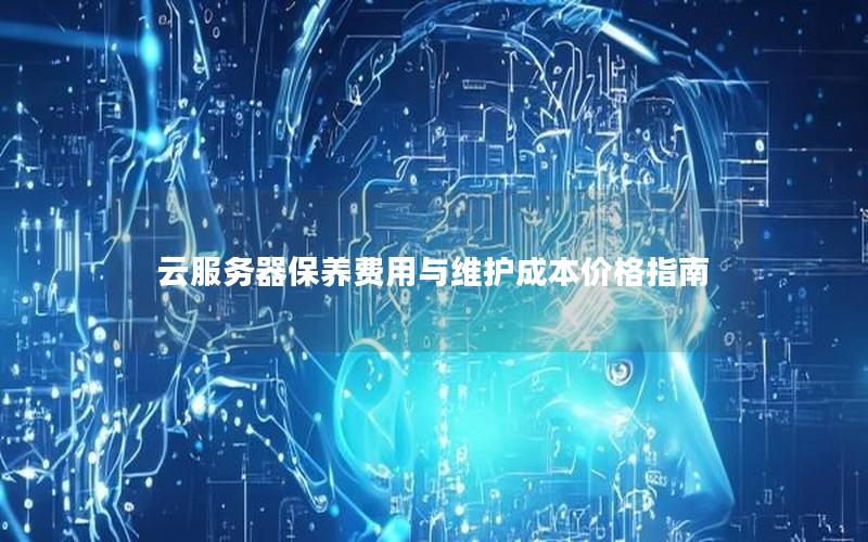 云服务器保养费用与维护成本价格指南