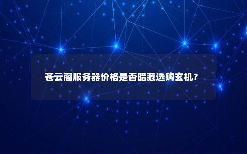 苍云阁服务器价格是否暗藏选购玄机？