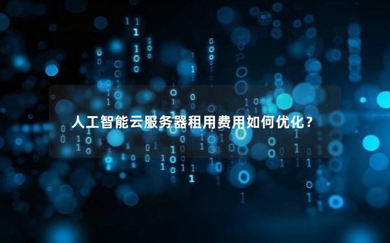人工智能云服务器租用费用如何优化？