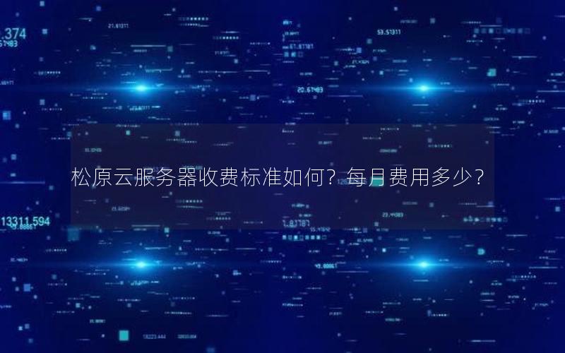 松原云服务器收费标准如何？每月费用多少？